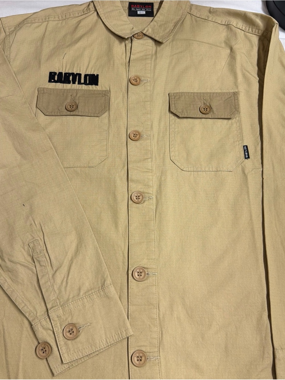 Men’s Khaki Button-Up Utility Shirt